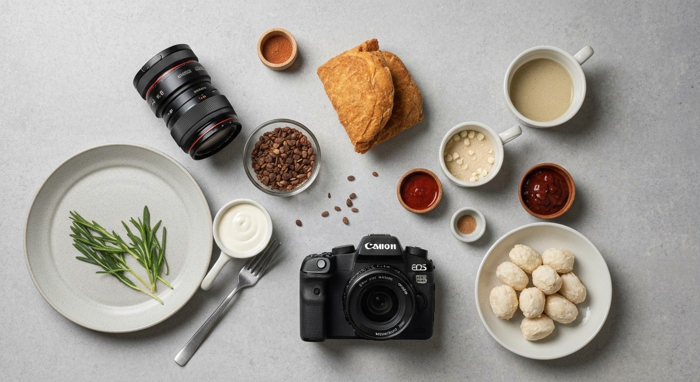 Ingredience na bezlepkovou bublaninu na dřevěném stole: mouka, škrob, vejce, mléko