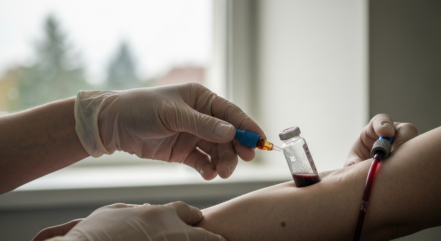 Zdravotní sestra odebírá krev pacientovi při vyšetření na celiakii