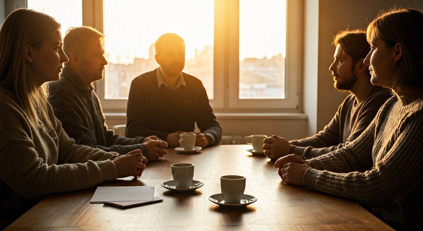 Skupina celiaků při vzájemné podpoře v komunitním centru v Brně