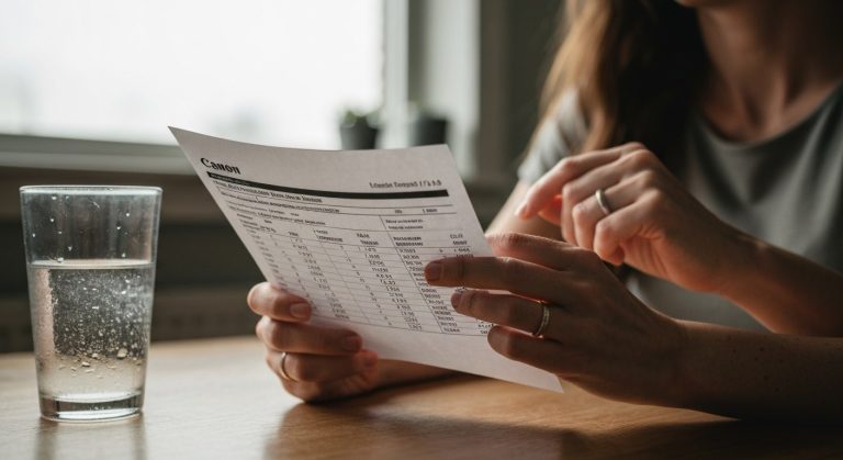 Ženské ruce drží laboratorní výsledky krve s viditelnými čísly a hodnotami