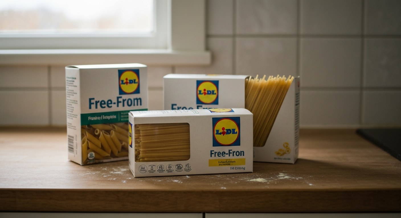 Bezlepkové těstoviny Lidl: Kompletní průvodce 2026 – nabídka, cena a srovnání 1 Tři balení bezlepkových těstovin Lidl Free-From na dřevěné kuchyňské lince