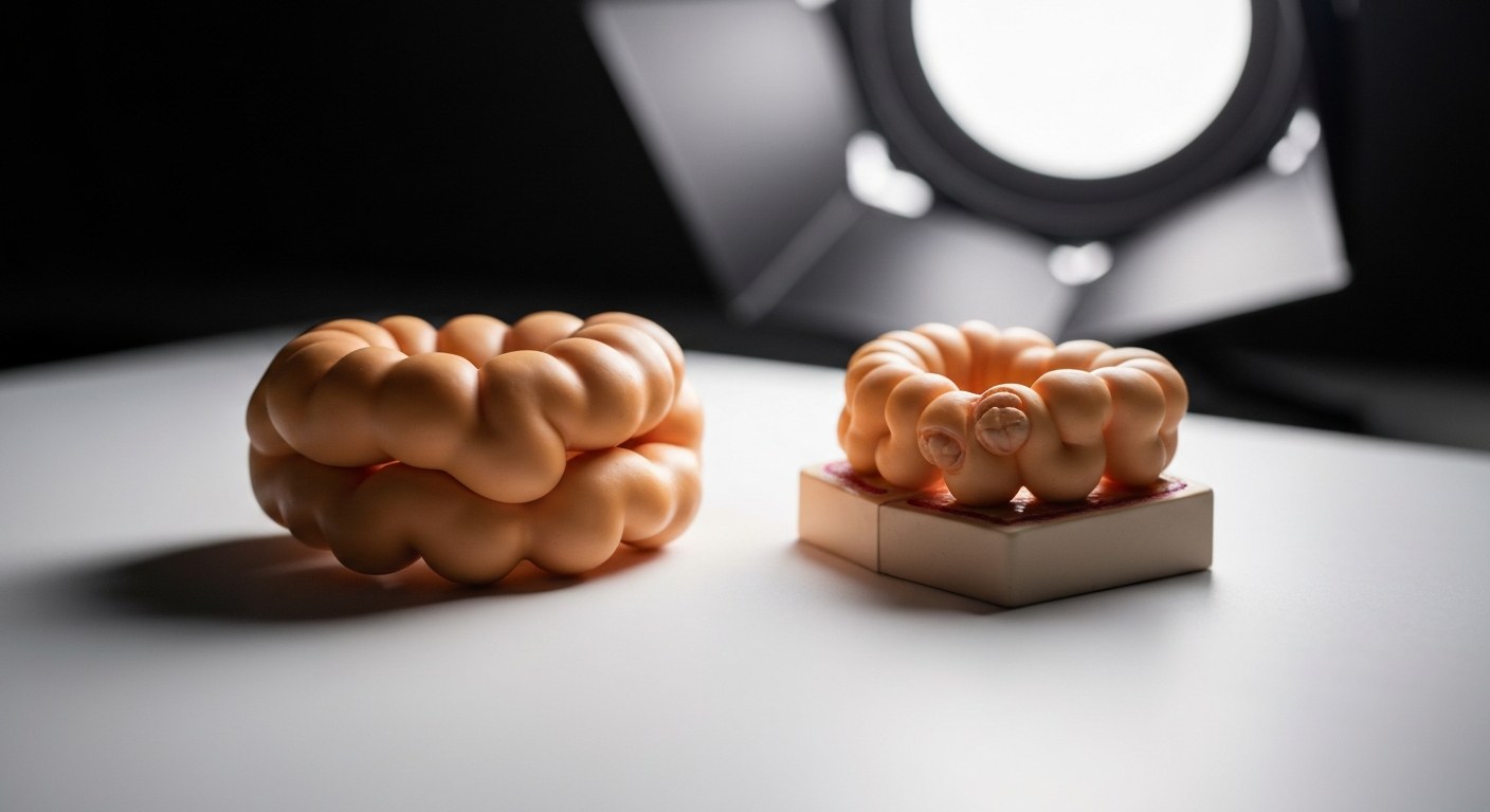 Model zdravých a poškozených střevních klků pro srovnání