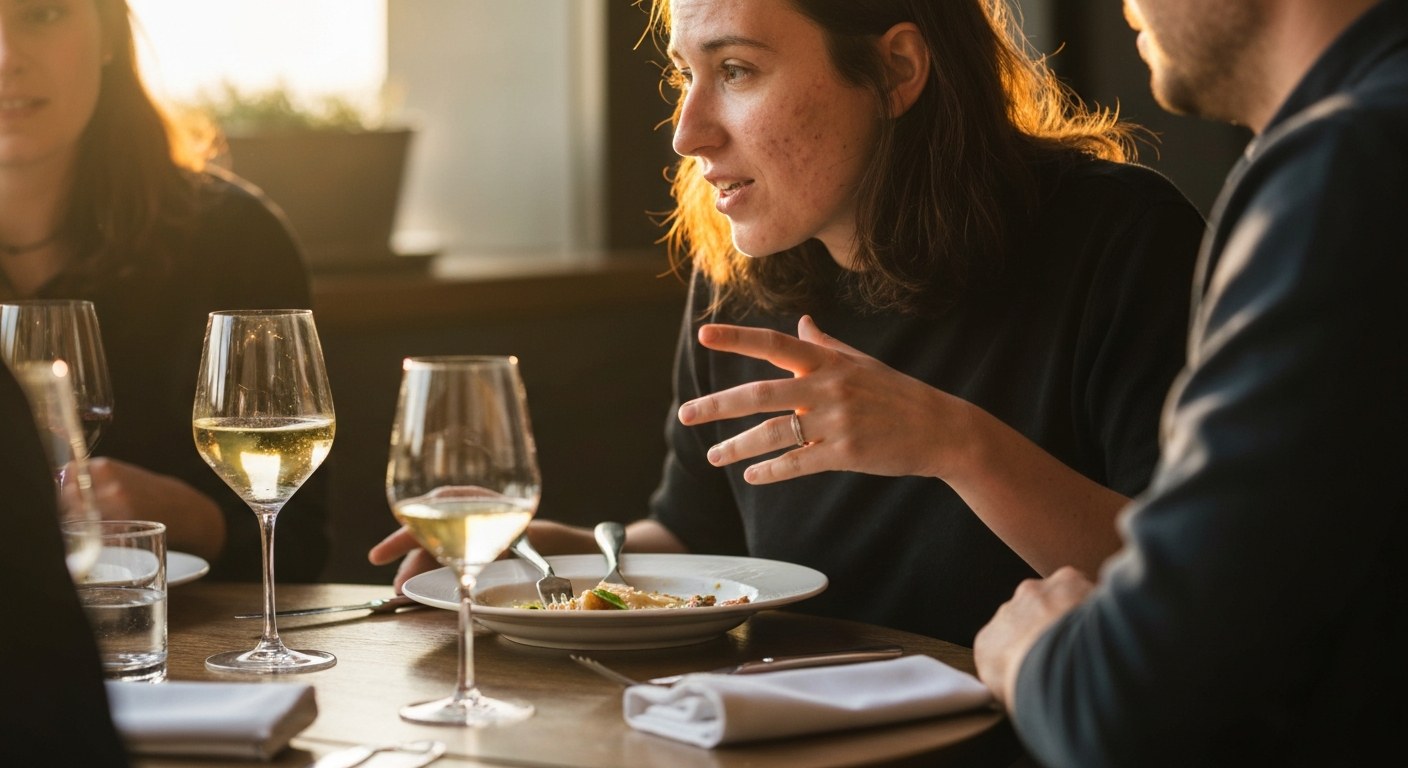Lidé v restauraci komunikují o dietních požadavcích s číšníkem