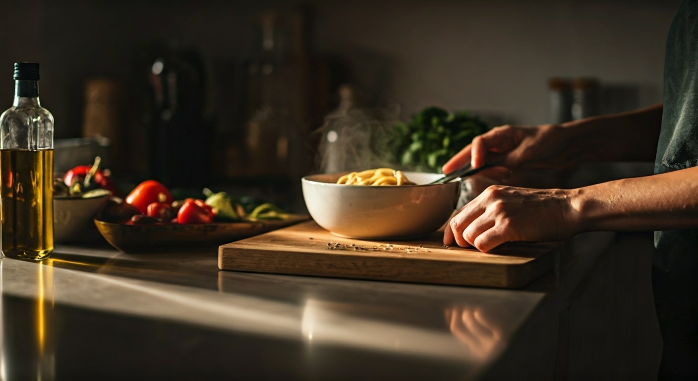 Příprava bezlepkového jídla v domácí kuchyni za denního světla