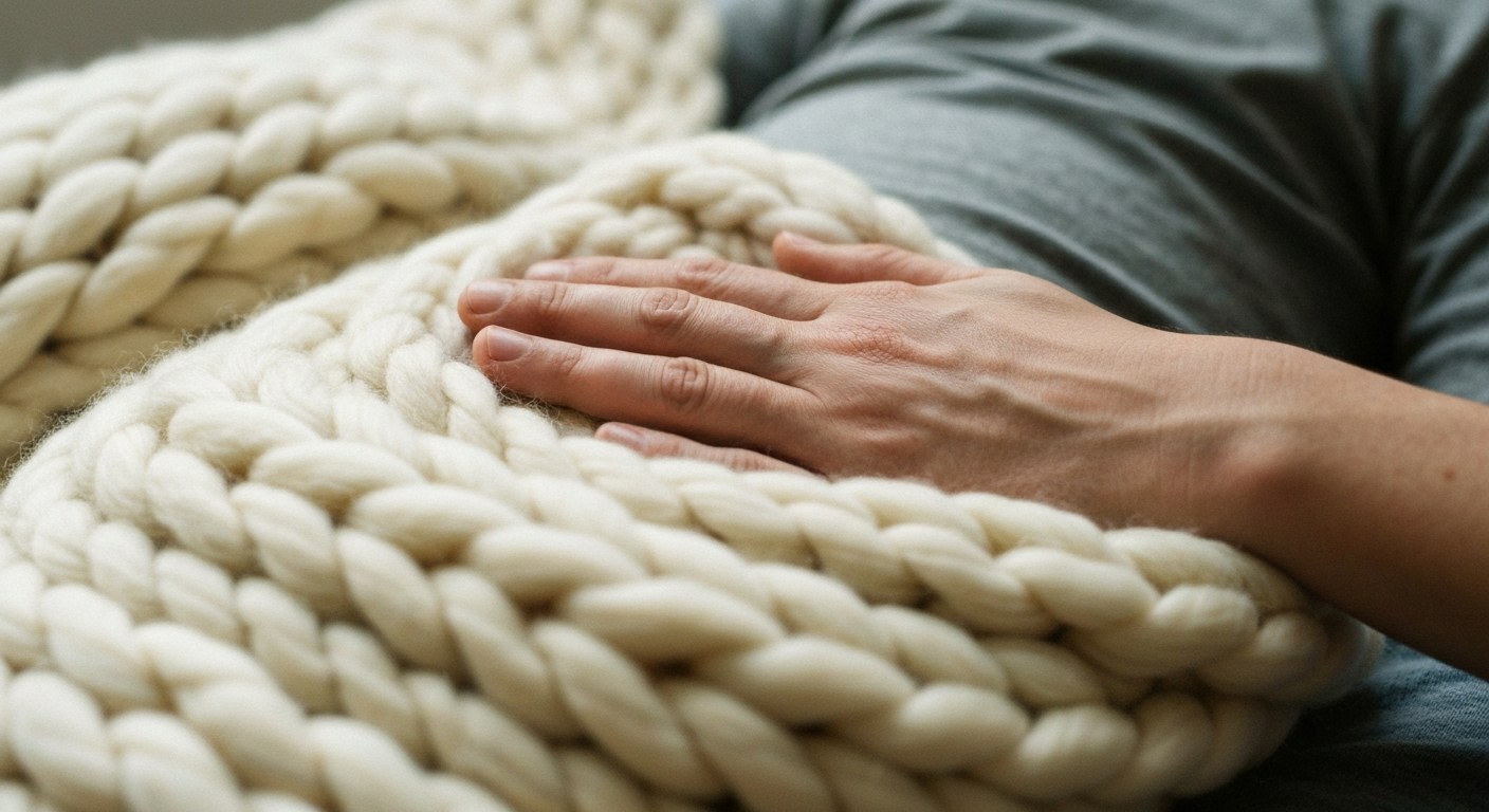 Úleva od bolení bříška u dětí Ruka rodiče na břiše dítěte přikrytého vlněnou dekou, symbol péče při potížích.
